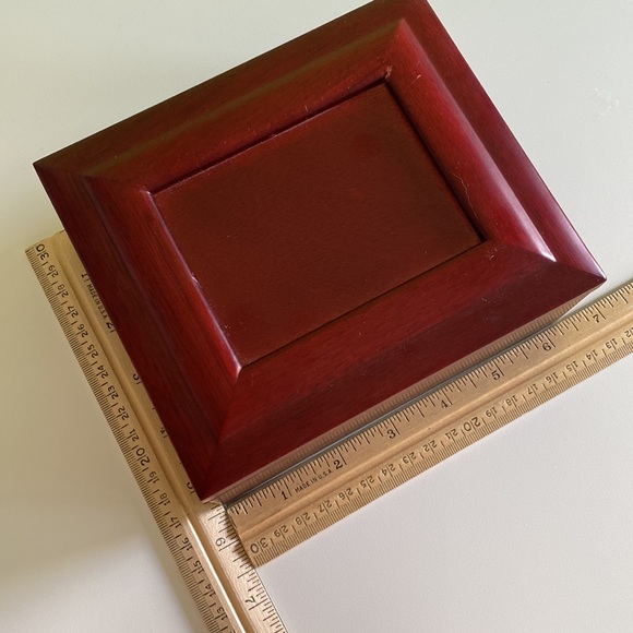 Storage Keepsake Award Jewelry Watch Mahogany Hinged Wood Felt Lined Box w frame - Picture 10 of 12